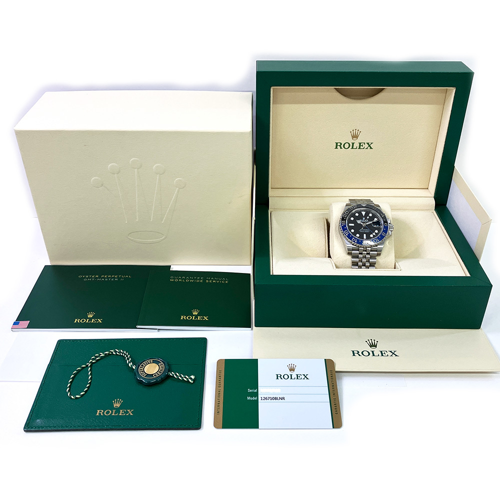 Rolex GMT-Master II 40mm Black & Blue Batgirl Bezel Jubilee Bracelet 126710BLNR Stainless Steel Black Dial
