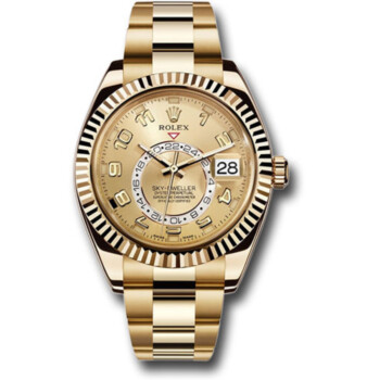 Rolex Sky-Dweller 42mm 326938 Oyster Yellow Gold Watch Champagne Arabic Dial 2019