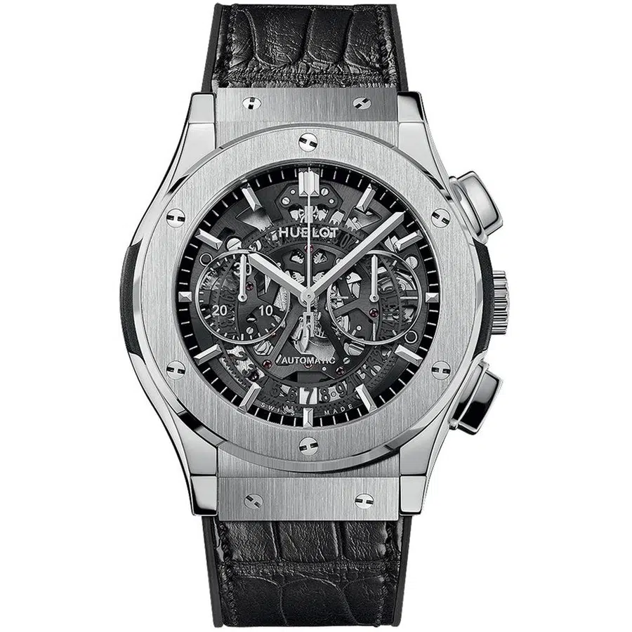 Hublot Classic Fusion Aerofusion 525.NX.0170.LR Skeleton Dial Black Leather Strap Watch
