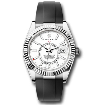 Rolex White Gold Sky-Dweller 336239-0003 Fluted Bezel White Index Dial Oysterflex Strap Watch 2024