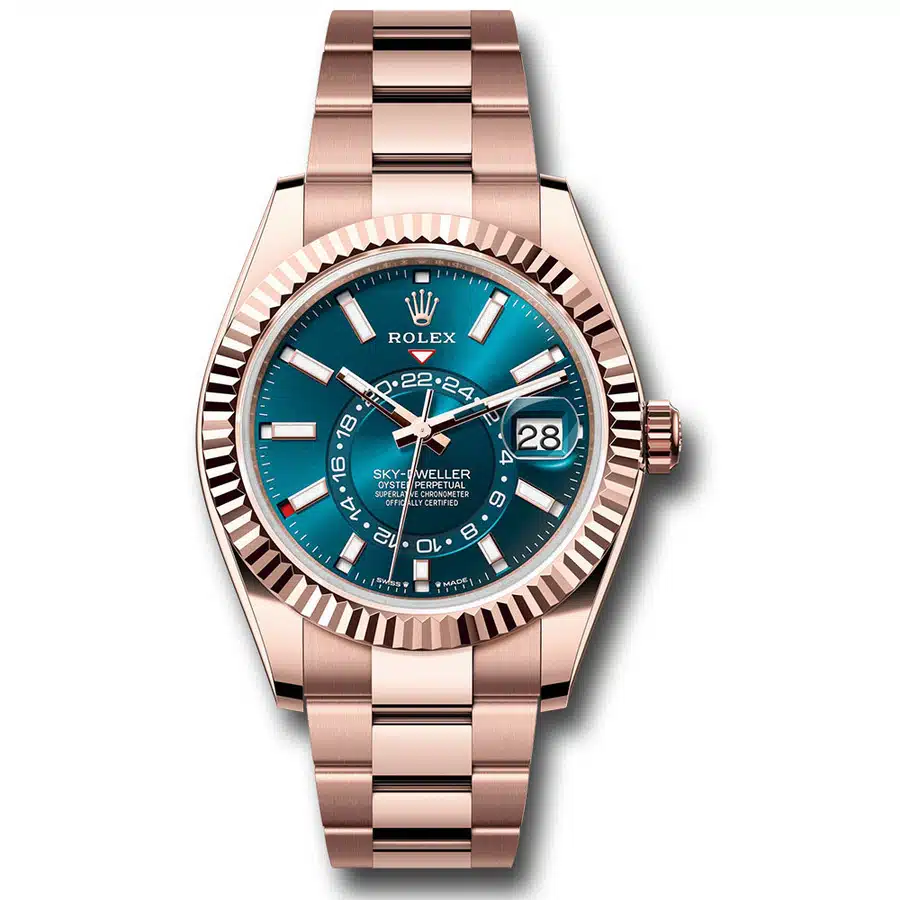 Rolex Sky-Dweller 336935-0001 42mm Blue Dial Oyster Bracelet Rose Gold Watch 2024