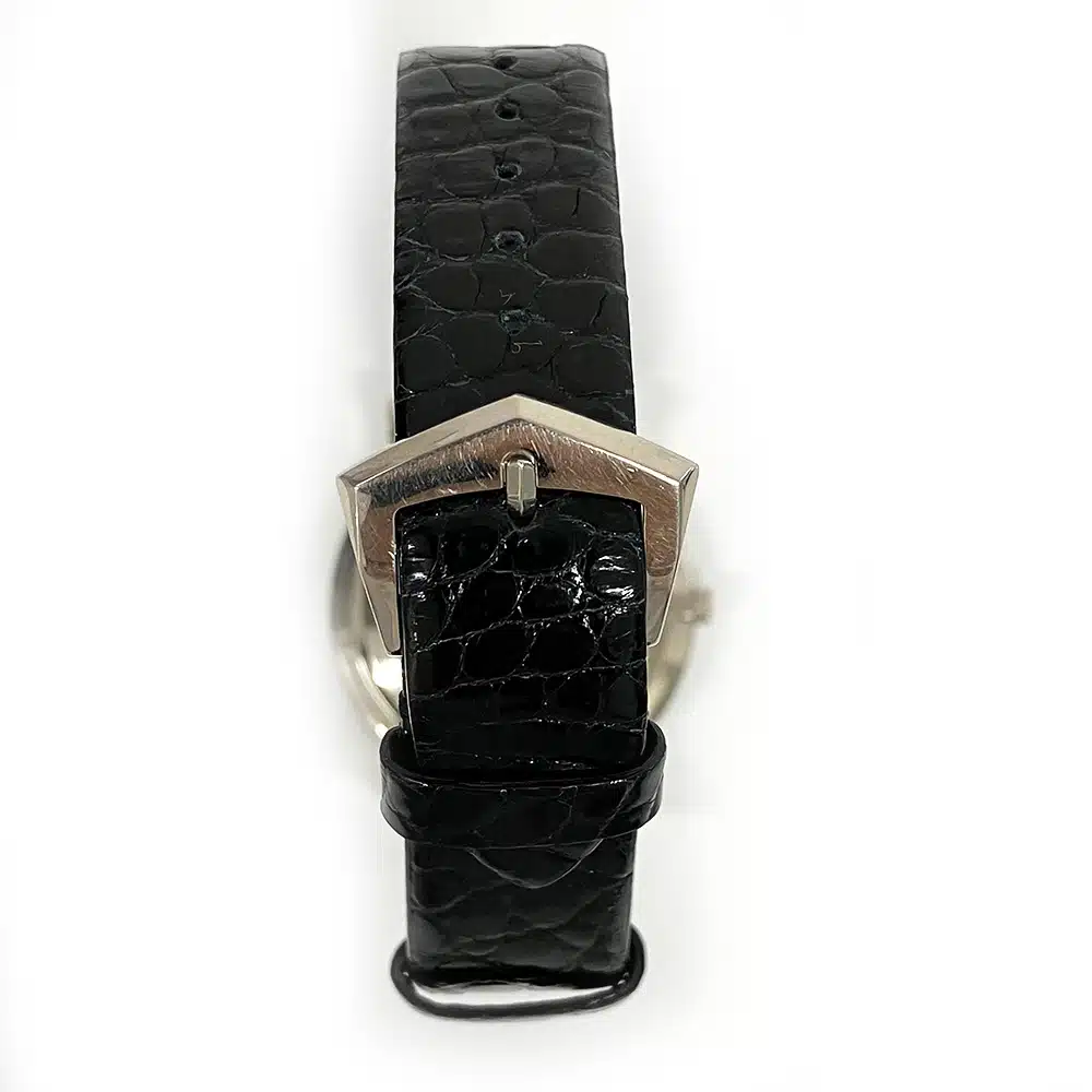 Patek Philippe Calatrava 3919G-001 White Gold With Black Leather Watch Black Roman Dial 2001 – image 6