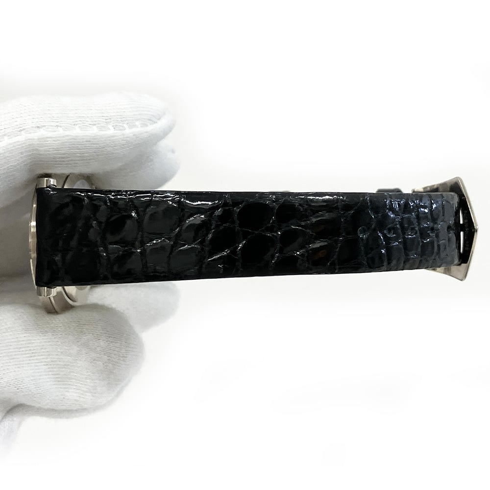 Patek Philippe Calatrava 3919G-001 White Gold With Black Leather Watch Black Roman Dial 2001