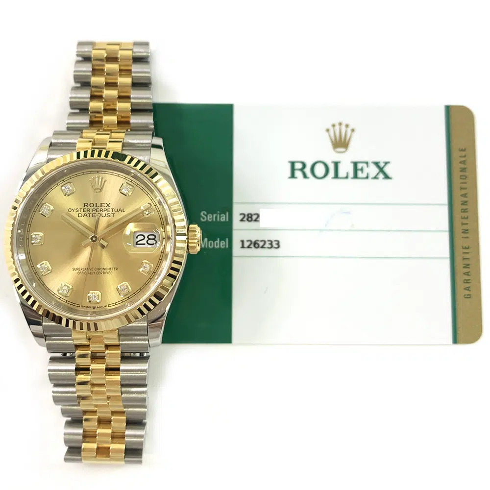 Rolex Datejust 36mm 126233 Jubilee Stainless Steel & Yellow Gold Watch Champagne Diamond Dial 2020 – image 2