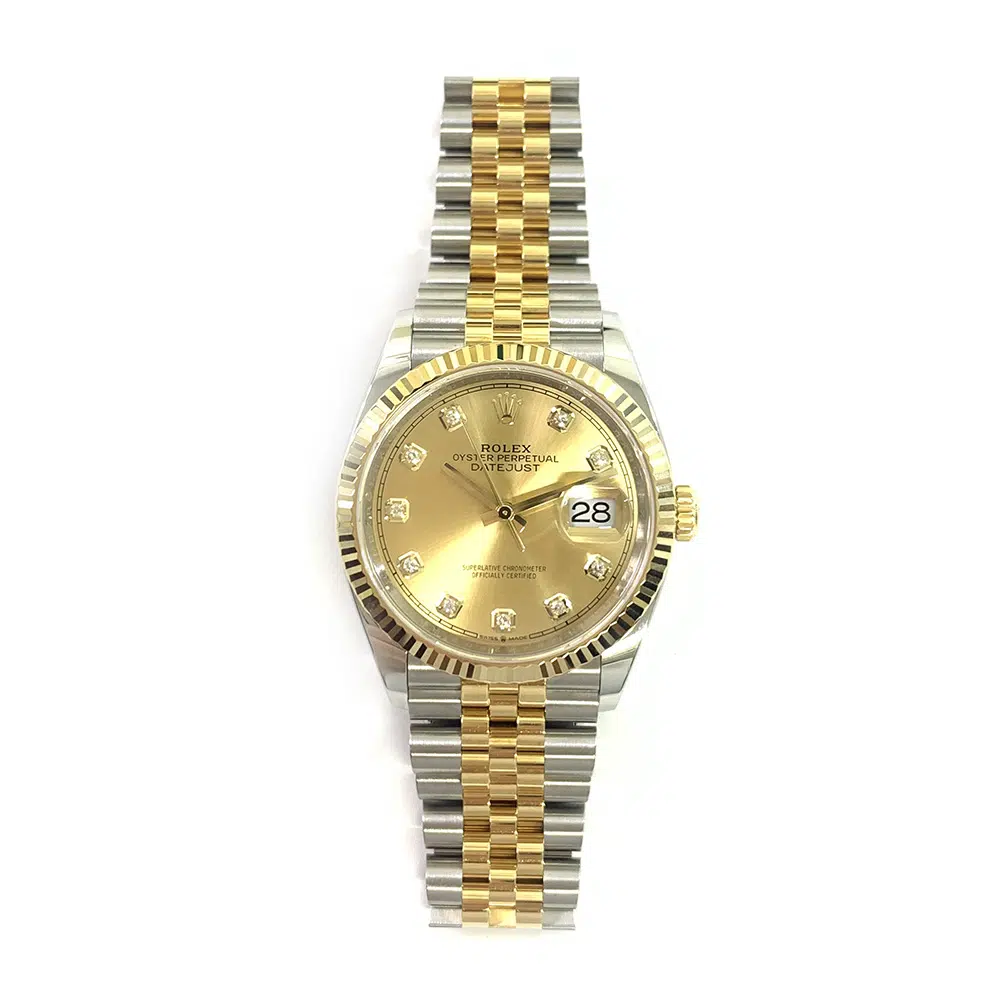 Rolex Datejust 36mm 126233 Jubilee Stainless Steel & Yellow Gold Watch Champagne Diamond Dial 2020 – image 3