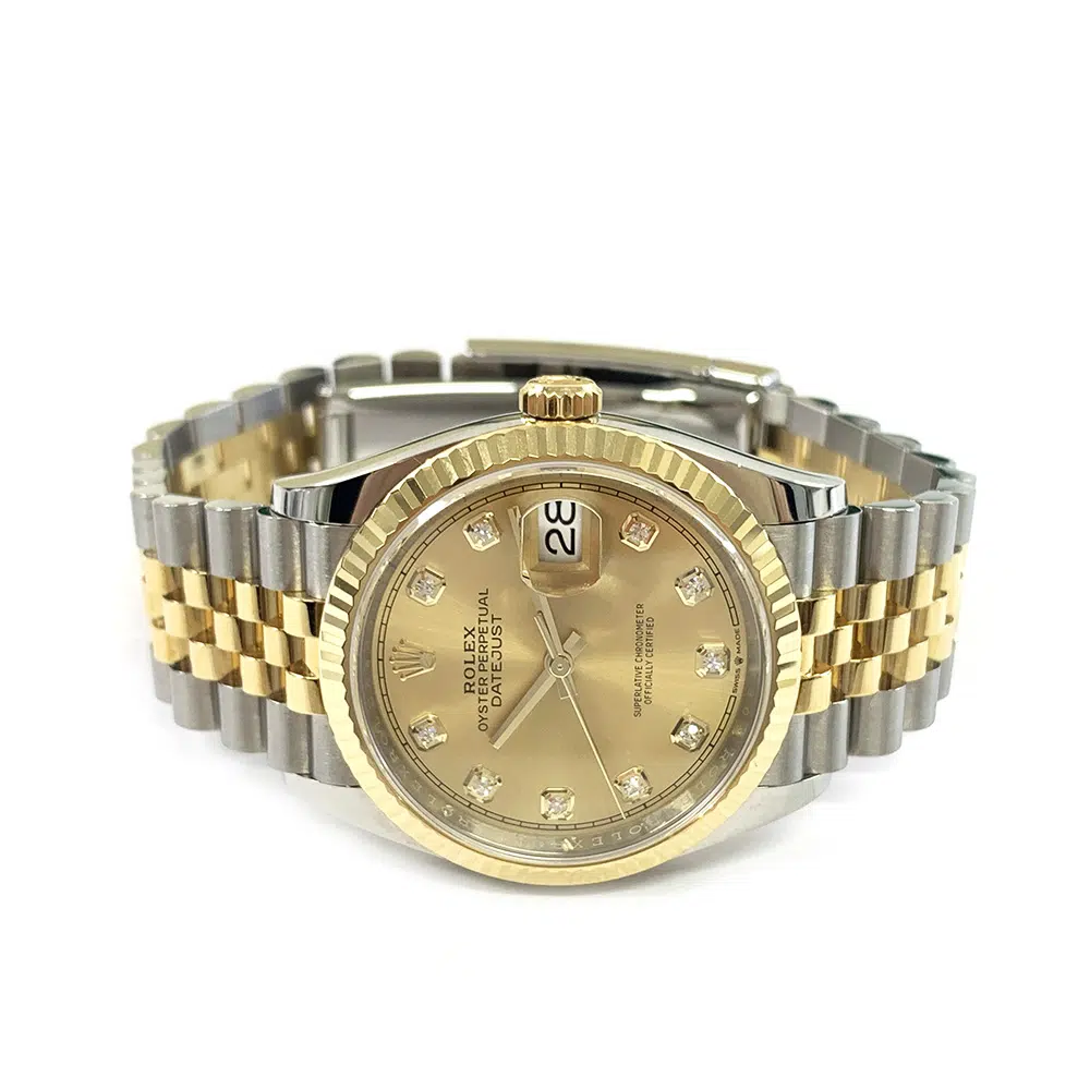Rolex Datejust 36mm 126233 Jubilee Stainless Steel & Yellow Gold Watch Champagne Diamond Dial 2020 – image 4