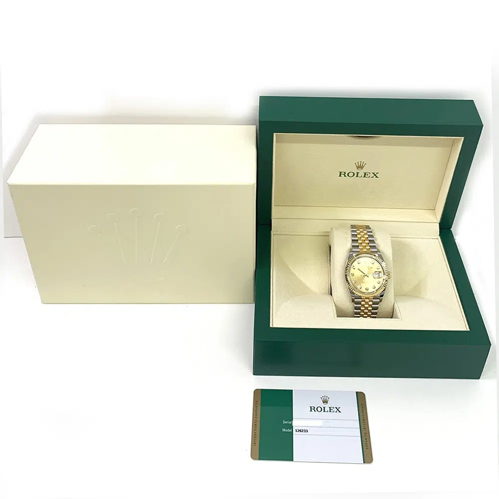 Rolex Datejust 36mm 126233 Jubilee Stainless Steel & Yellow Gold Watch Champagne Diamond Dial 2020 – image 8