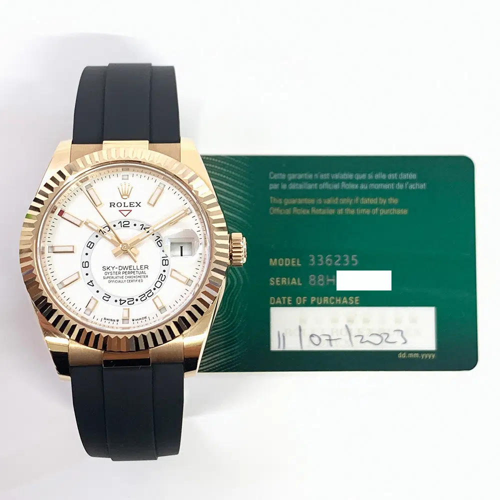 Rolex Sky-Dweller White Dial 336235-0003 Rose Gold With Black Rubber Watch MNT 2023 – image 2