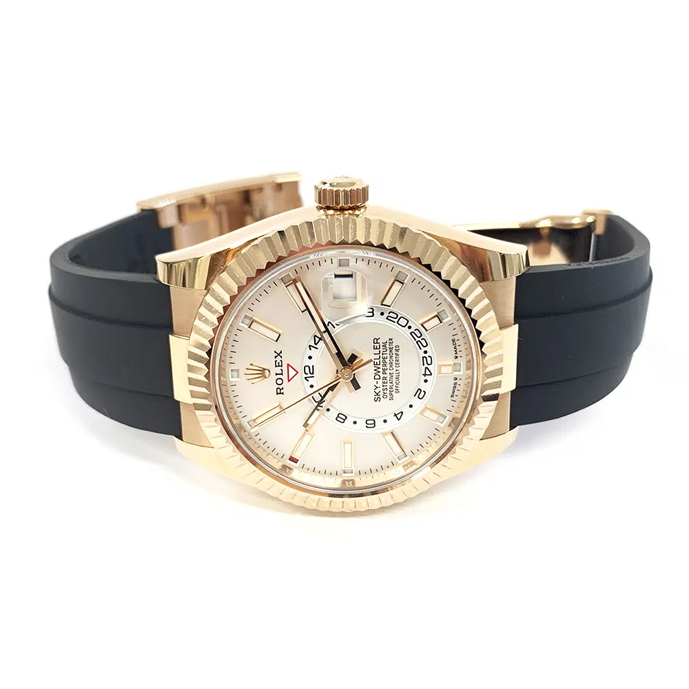 Rolex Sky-Dweller White Dial 336235-0003 Rose Gold With Black Rubber Watch MNT 2023 – image 3