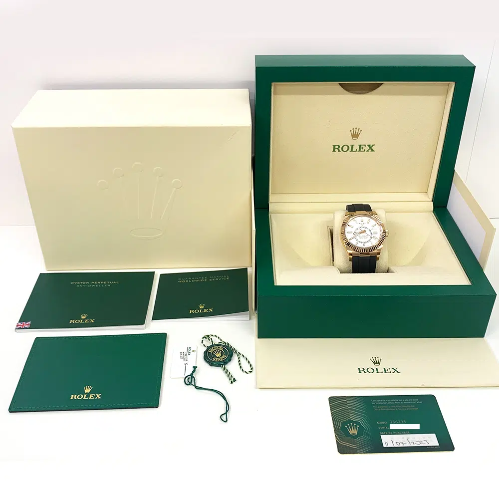Rolex Sky-Dweller White Dial 336235-0003 Rose Gold With Black Rubber Watch MNT 2023 – image 7