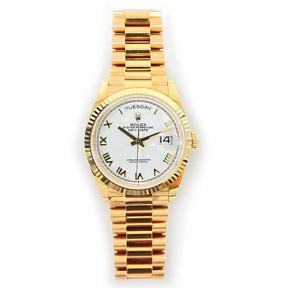 Rolex Day-Date 36mm 128238-0076 Presidential Yellow Gold Watch White Roman Dial – image 2