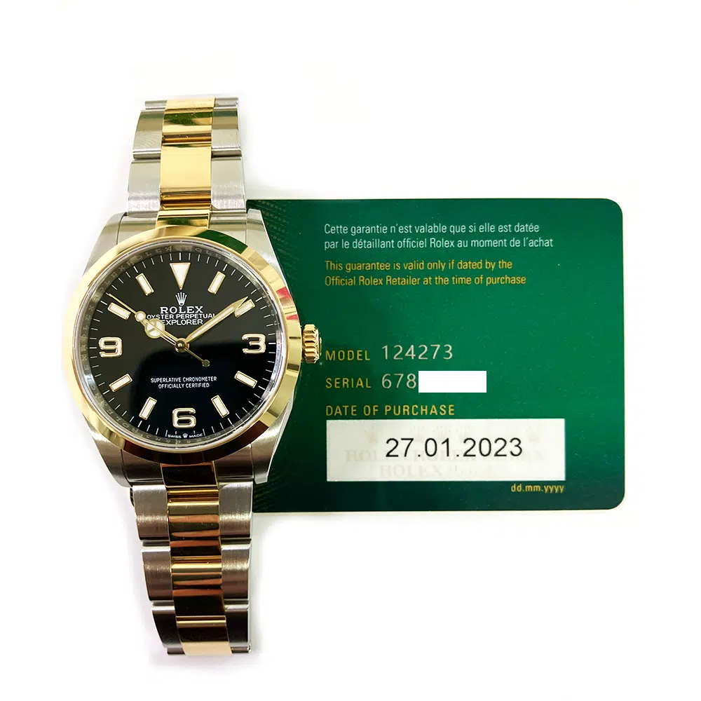 Rolex Explorer 36mm 124273 Stainless Steel / Yellow Gold Watch Black Arabic & Index Dial MINT 2023 – image 2