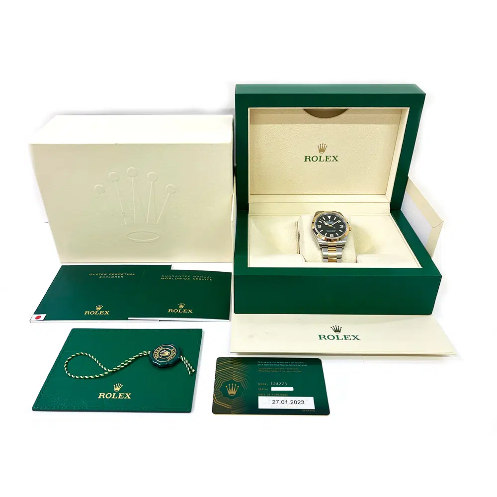 Rolex Explorer 36mm 124273 Stainless Steel / Yellow Gold Watch Black Arabic & Index Dial MINT 2023 – image 8
