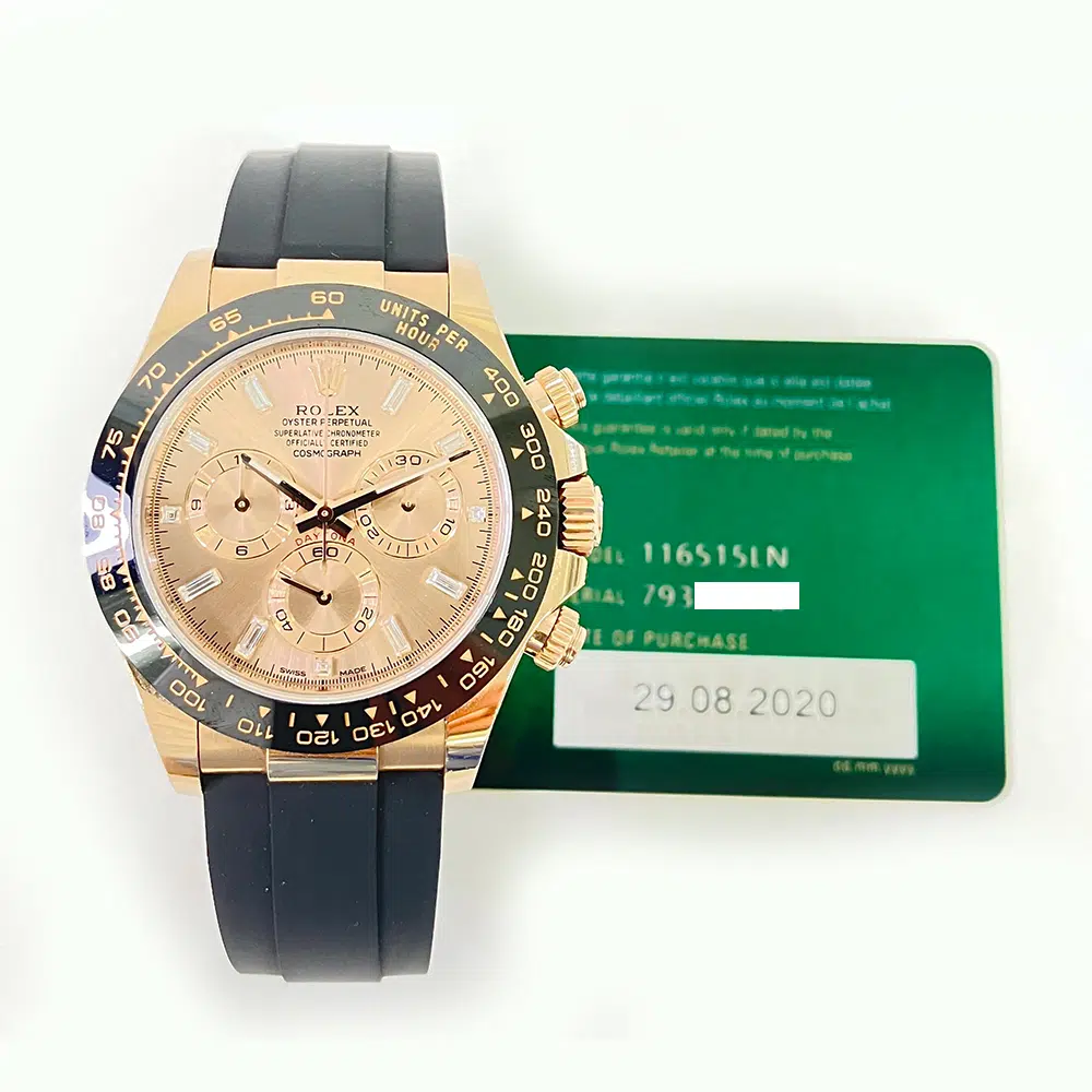 Rolex Daytona 40mm 116515LN Rose Gold Watch with Black Rubber Watch Pink Diamond Dial 2020 – image 2