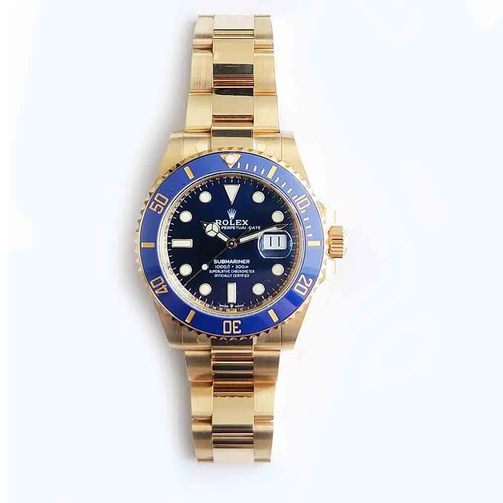 Rolex Submariner Blue Dial 18K Yellow Gold Oyster Bracelet Men's Watch 2022 – image 3