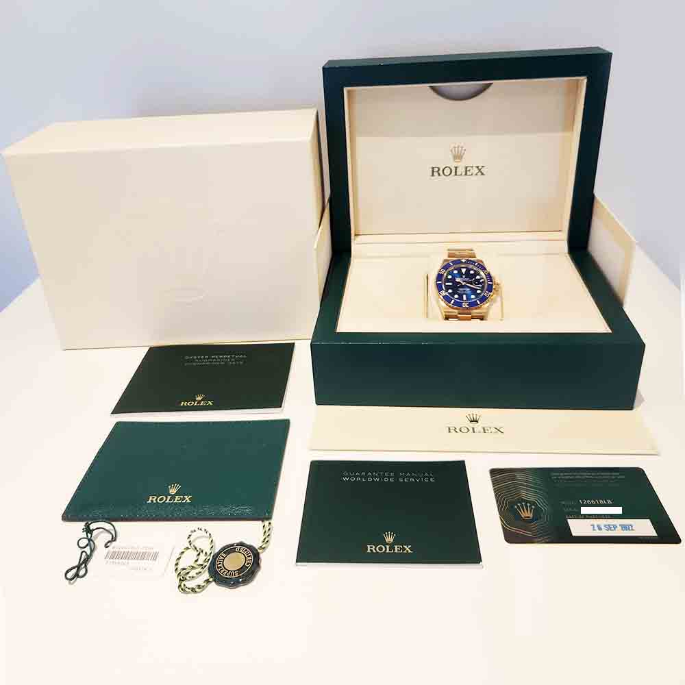 Rolex Submariner Blue Dial 18K Yellow Gold Oyster Bracelet Men's Watch 2022