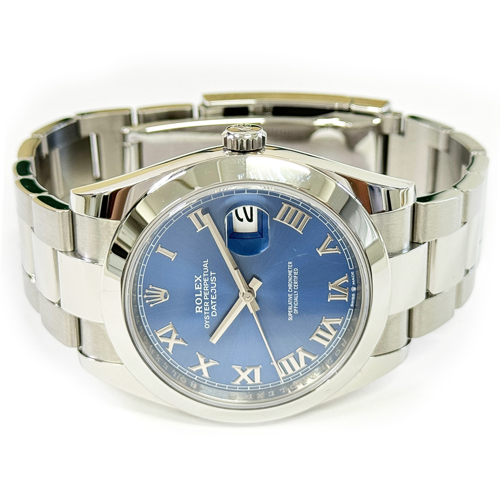 Rolex Blue Roman Dial Datejust 41mm 126300 Stainless Steel Oyster Watch MINT 2021
