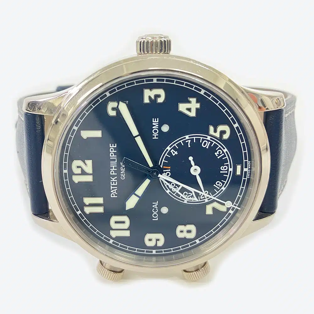 Patek Philippe Calatrava Travel Time 5524G-001 White Gold with Blue Leather Watch Blue Dial 2016 – image 4