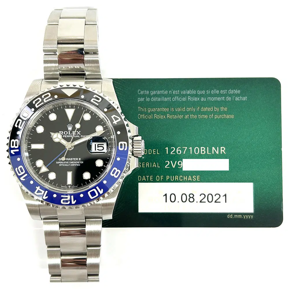 Rolex GMT-Master II 126710BLNR Batman, Oyster bracelet, dial detail