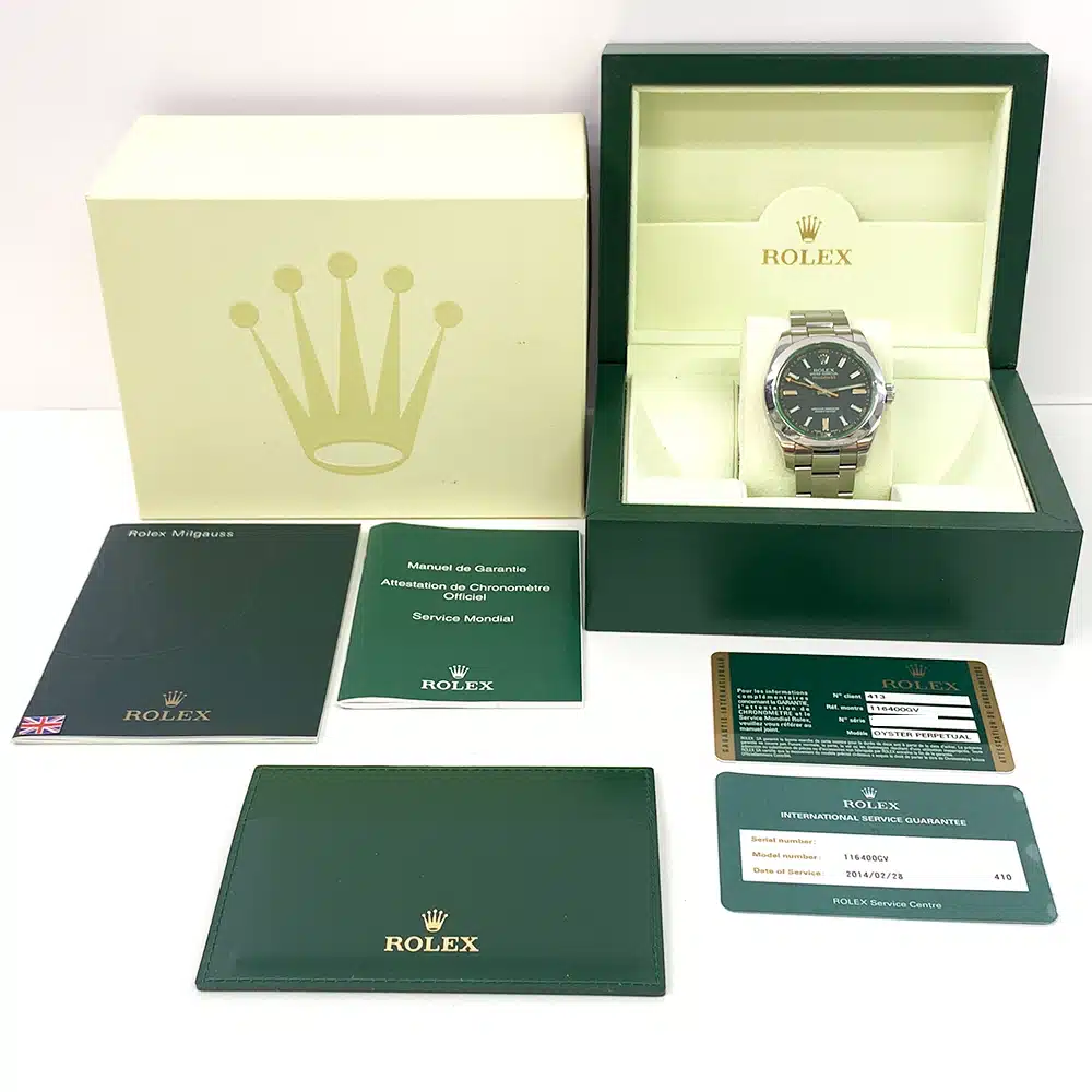 Rolex Oyster Bracelet 116400GV Milgauss 40mm Stainless Steel Black Dial Watch 2010 – image 8