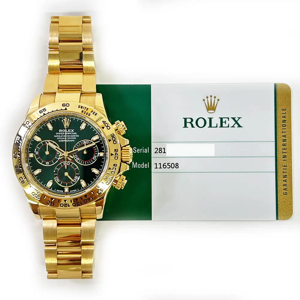 Rolex Daytona 116508 Oyster 40mm Yellow Gold Green Index Dial Watch 2018 – image 2