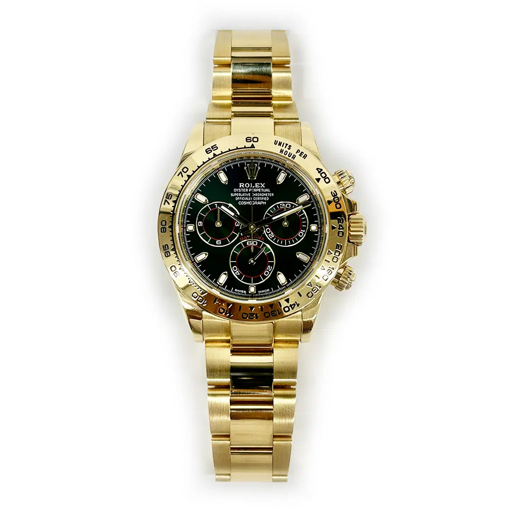 Rolex Daytona 116508 Oyster 40mm Yellow Gold Green Index Dial Watch 2018 – image 3