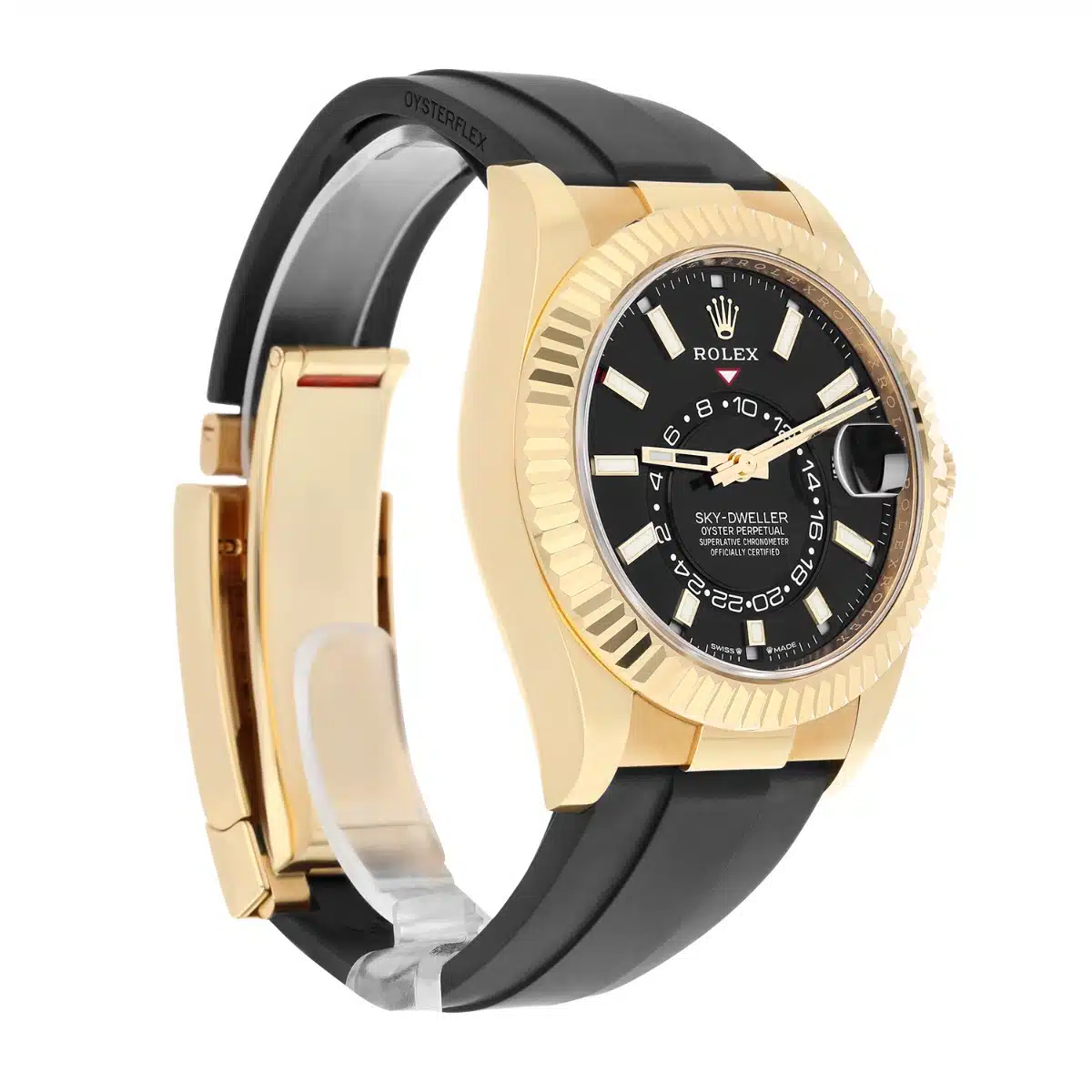 Rolex Sky-Dweller 326238 18k Yellow Gold Oysterflex Watch Black Dial – image 6