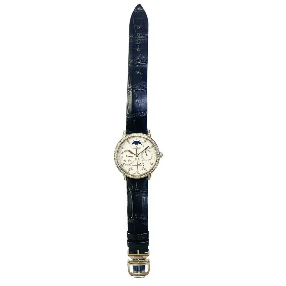 Jaeger Le Coultre Rendez Vous Perpetual Calendar Q3493420 White Gold with Black Leather Watch White Dial – image 3
