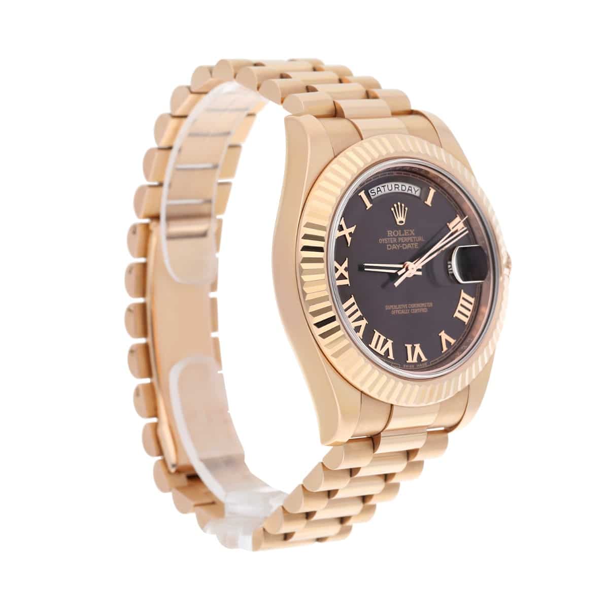 Rolex 41mm Day-Date 218235 18K Everose Gold President Bracelet Chocolate Dial