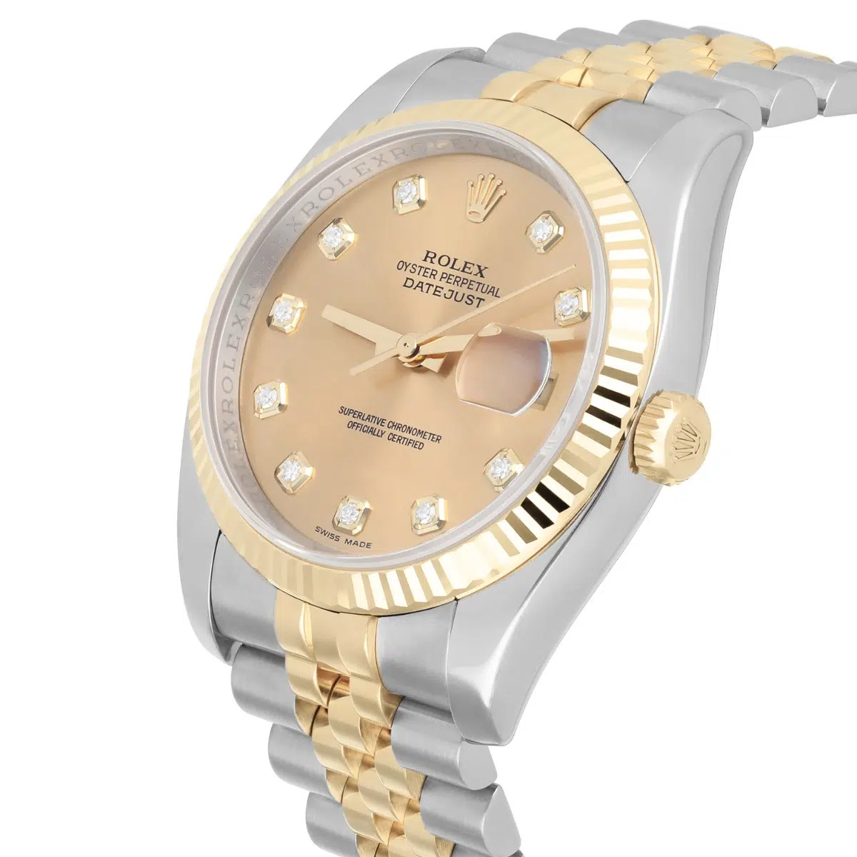 Rolex Datejust 36 116233 Champagne Diamond Dial Jubilee Gold & Stainless Steel Watch – image 3