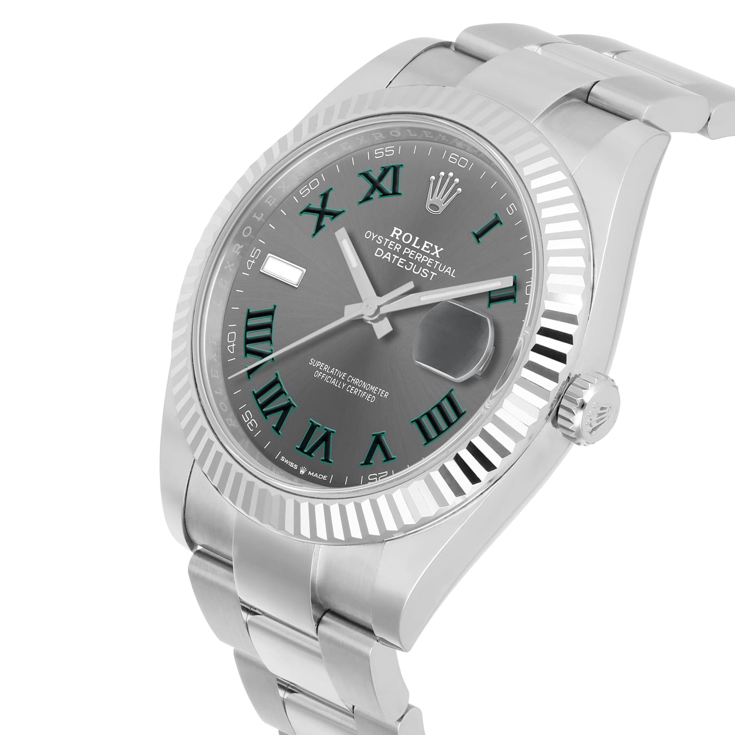 Rolex Datejust 126334 Stainless Steel 41mm Gray Wimbledon Dial Complete MINT