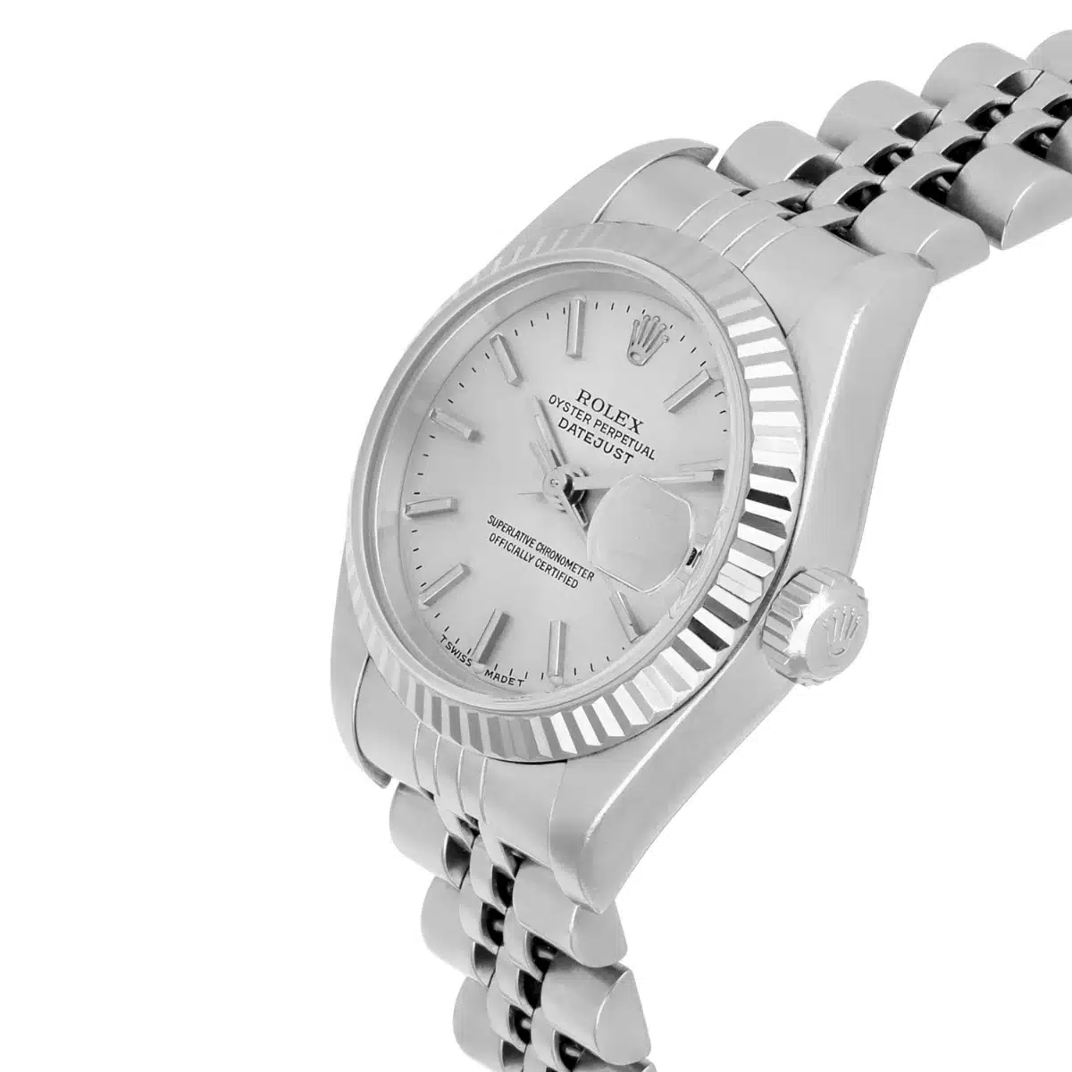 Rolex Ladies Datejust 26mm Silver Dial Fluted Bezel Jubilee Watch 69174 – image 4