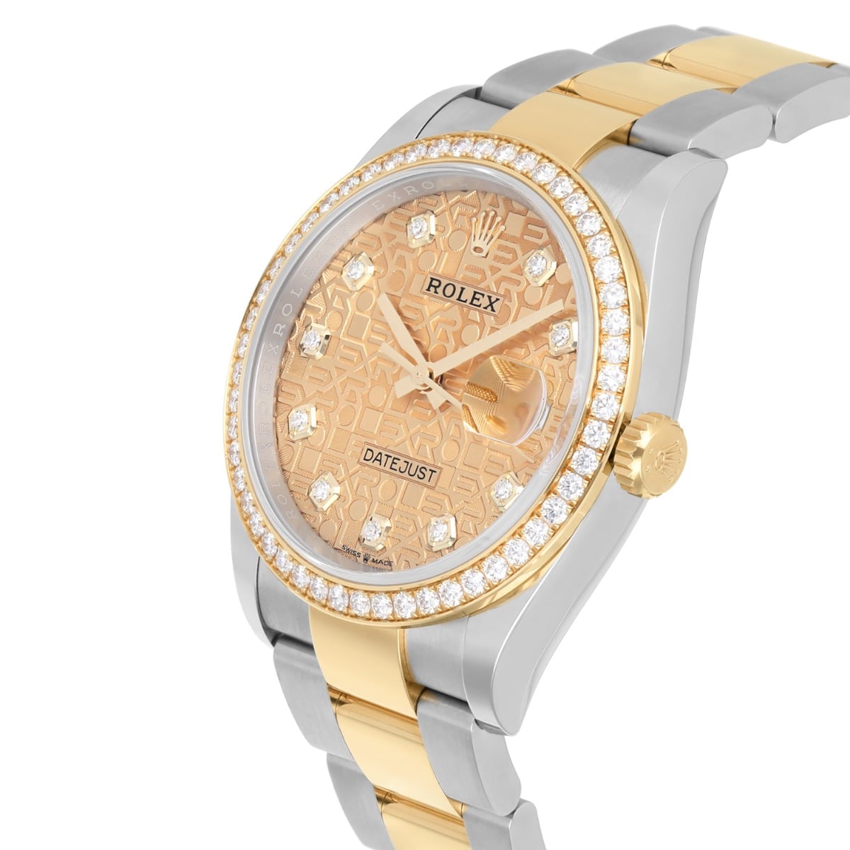 Rolex Datejust 36 126283RBR Champagne Logo Dial Factory Diamond Bezel 2022