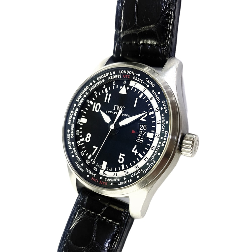 IWC Pilot Worldtimer IW326201 Stainless Steel with Black Crocodile Leather Watch 2018