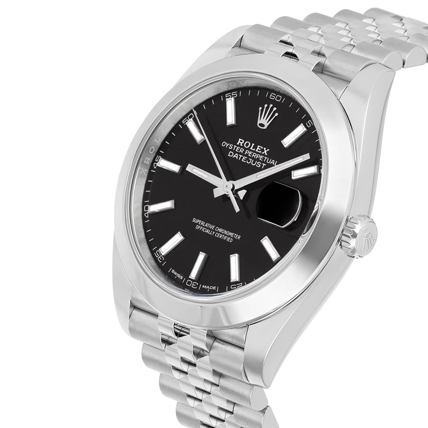 Rolex Datejust 41 Steel Black Index Dial Mens Watch Jubilee Band 126300