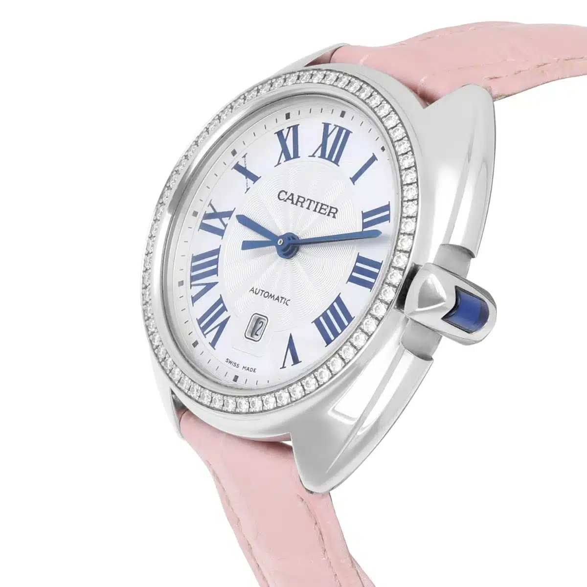 Cartier Clé de Cartier 31mm Silver Guilloche Dial Diamond Bezel Steel Watch W4CL0005 – image 4