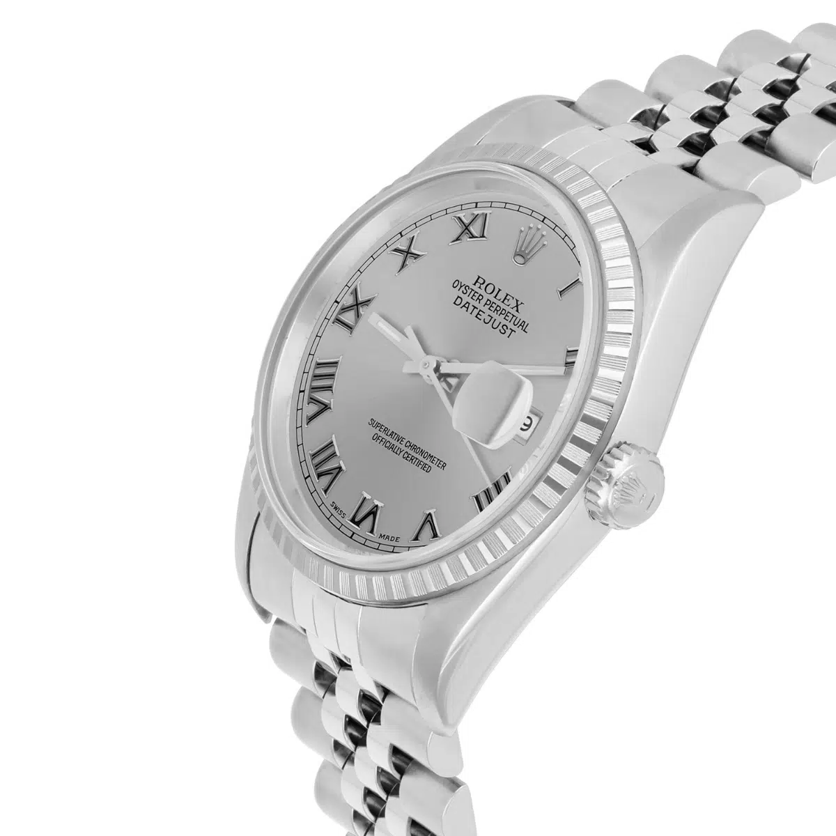 Rolex Datejust 36mm Stainless Steel Watch Silver Roman Dial 16220 – image 3