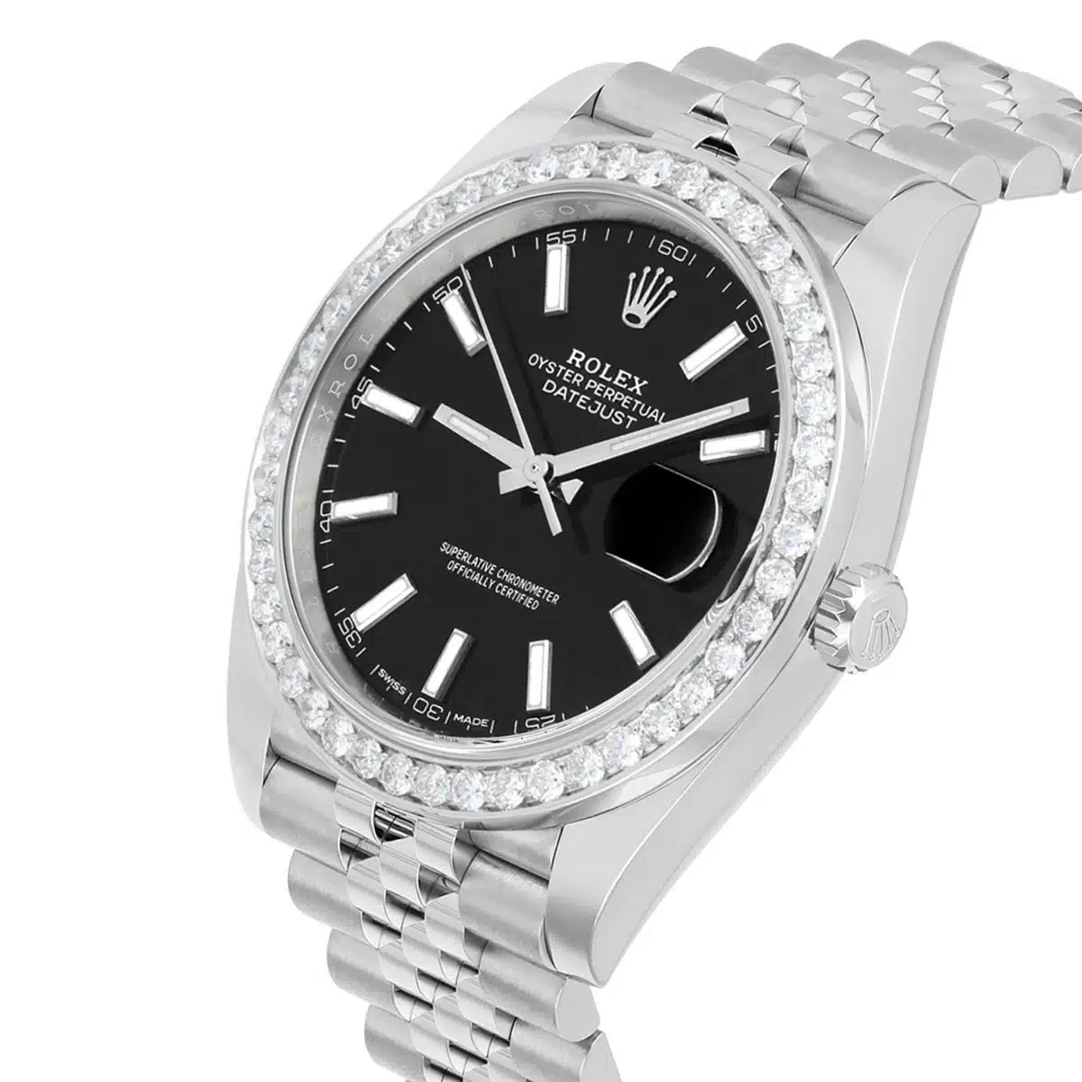Rolex Datejust 41 Steel Watch Black Index Dial Diamonds Mens Jubilee Band 126300 – image 5