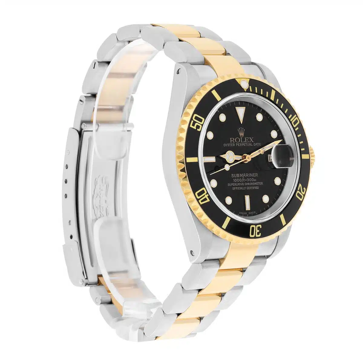 Rolex Steel & 18K Yellow Gold 40mm Submariner Black 16613N 18K Gold Buckle B/P – image 6