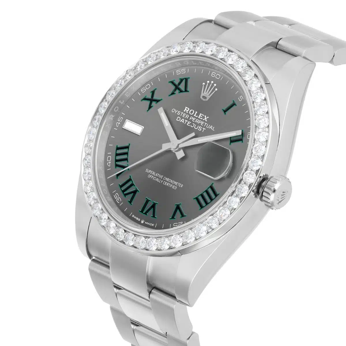 Rolex Datejust 126334 Stainless Steel 41mm Gray Wimbledon Dial Diamond Bezel – image 3