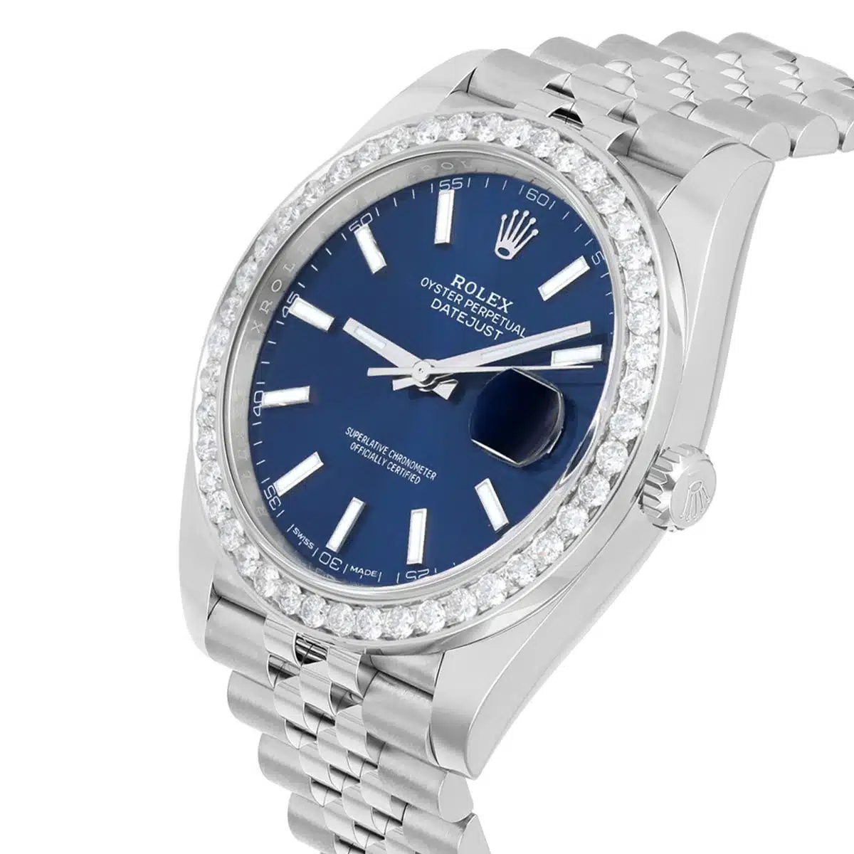 Rolex Datejust 41 126300 Steel Watch Blue Index Dial Diamonds Mens Jubilee Band – image 5