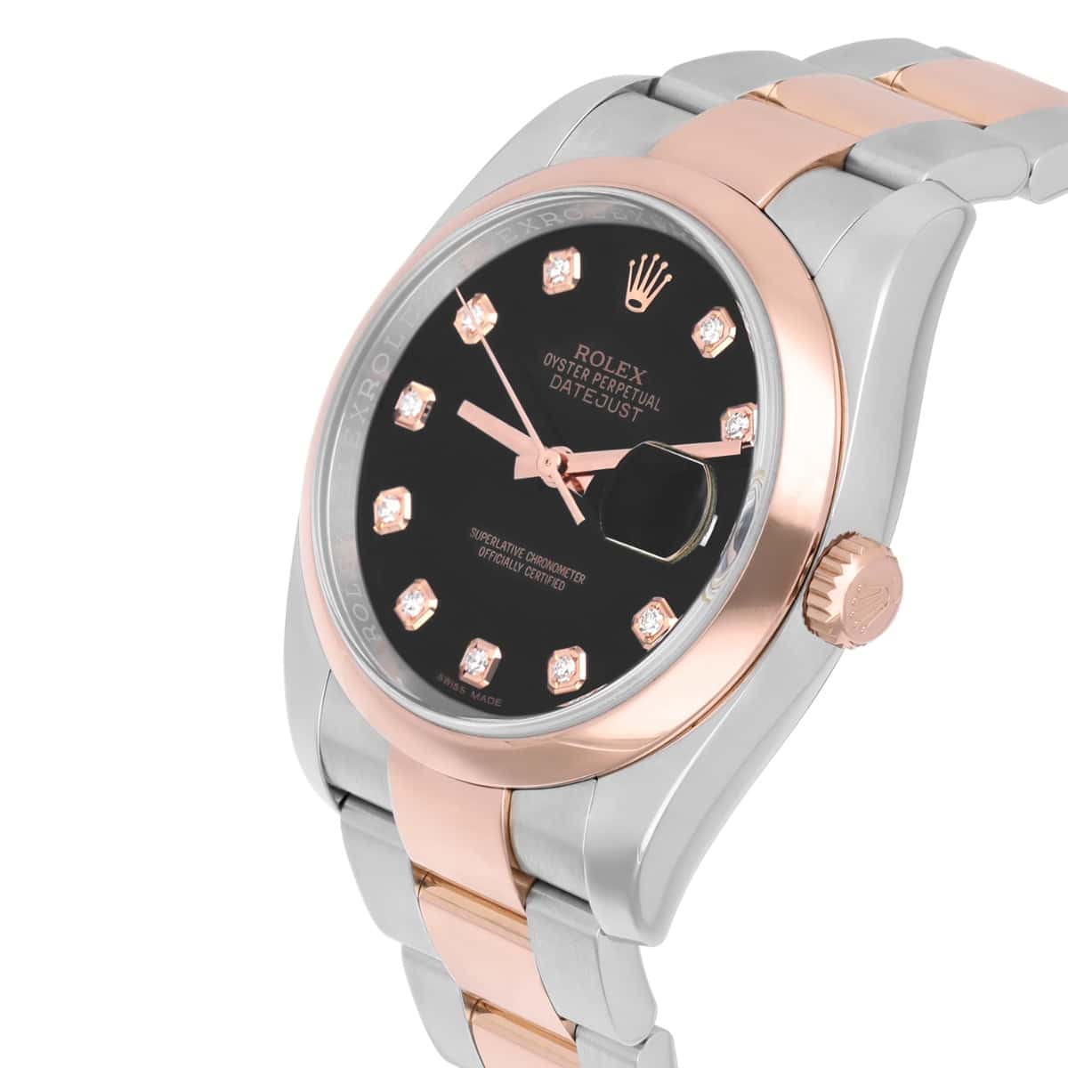 Rolex Datejust 36mm Black Diamond Dial Rose Gold/Stainless Steel 116201-0083