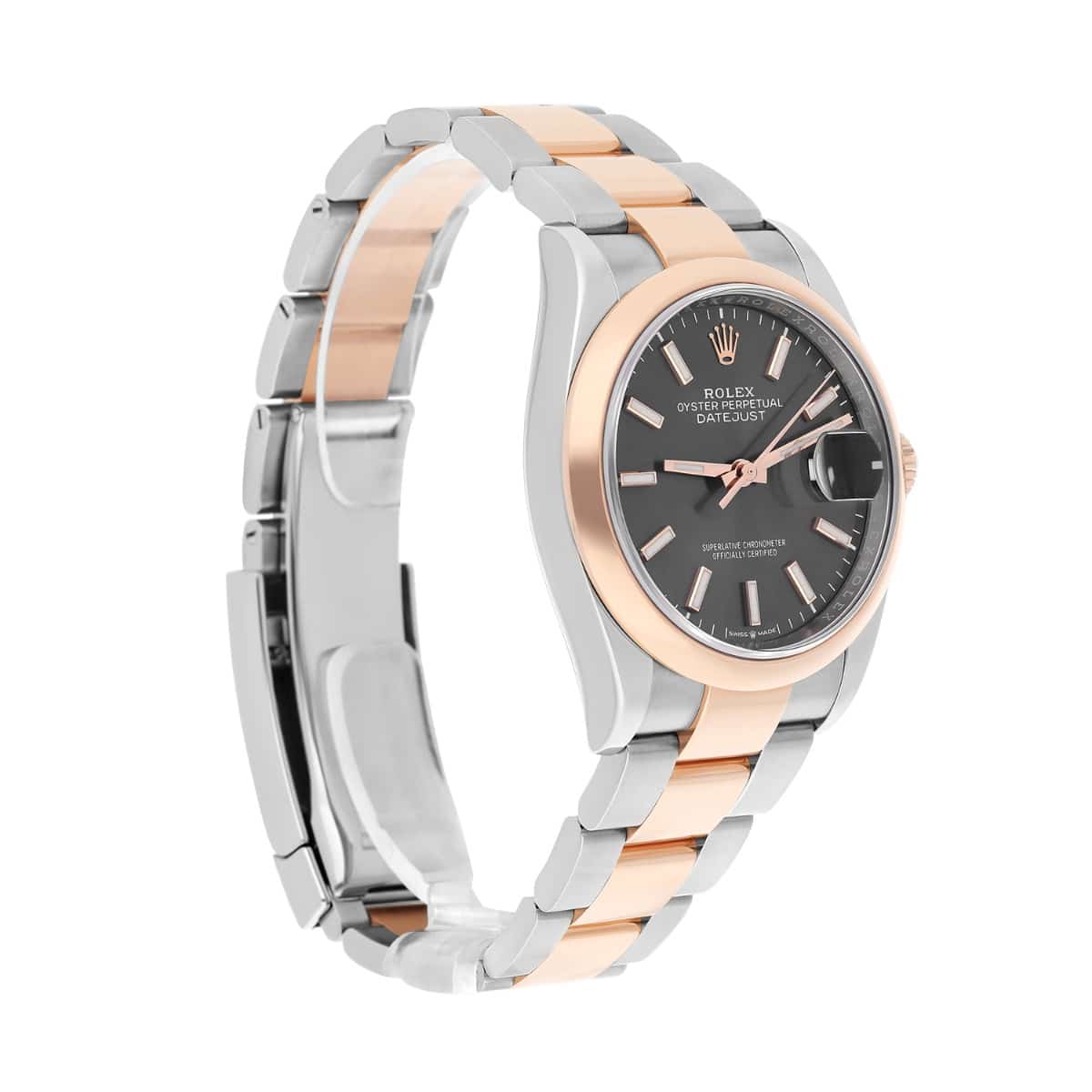 Rolex Datejust 126201 36mm Rose Gold/Steel Dark Rhodium Index Dial, Domed Bezel Oyster - 2024
