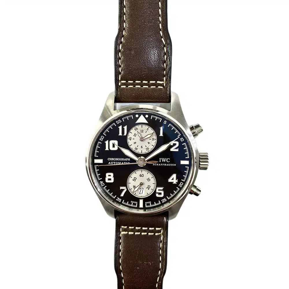 IWC Pilot Spitfire Chronograph IW387806 Stainless Steel with Brown Leather Watch 2014 – image 3