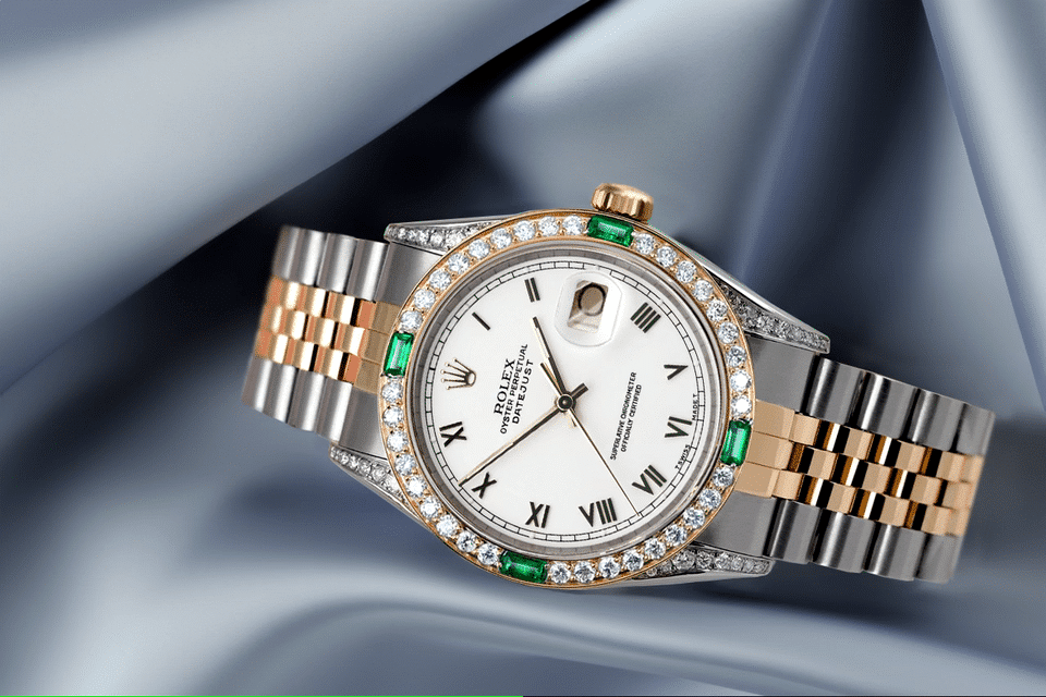 Rolex Datejust 36 White Dial with Roman Numerals Sapphire & Diamond Bezel 16013