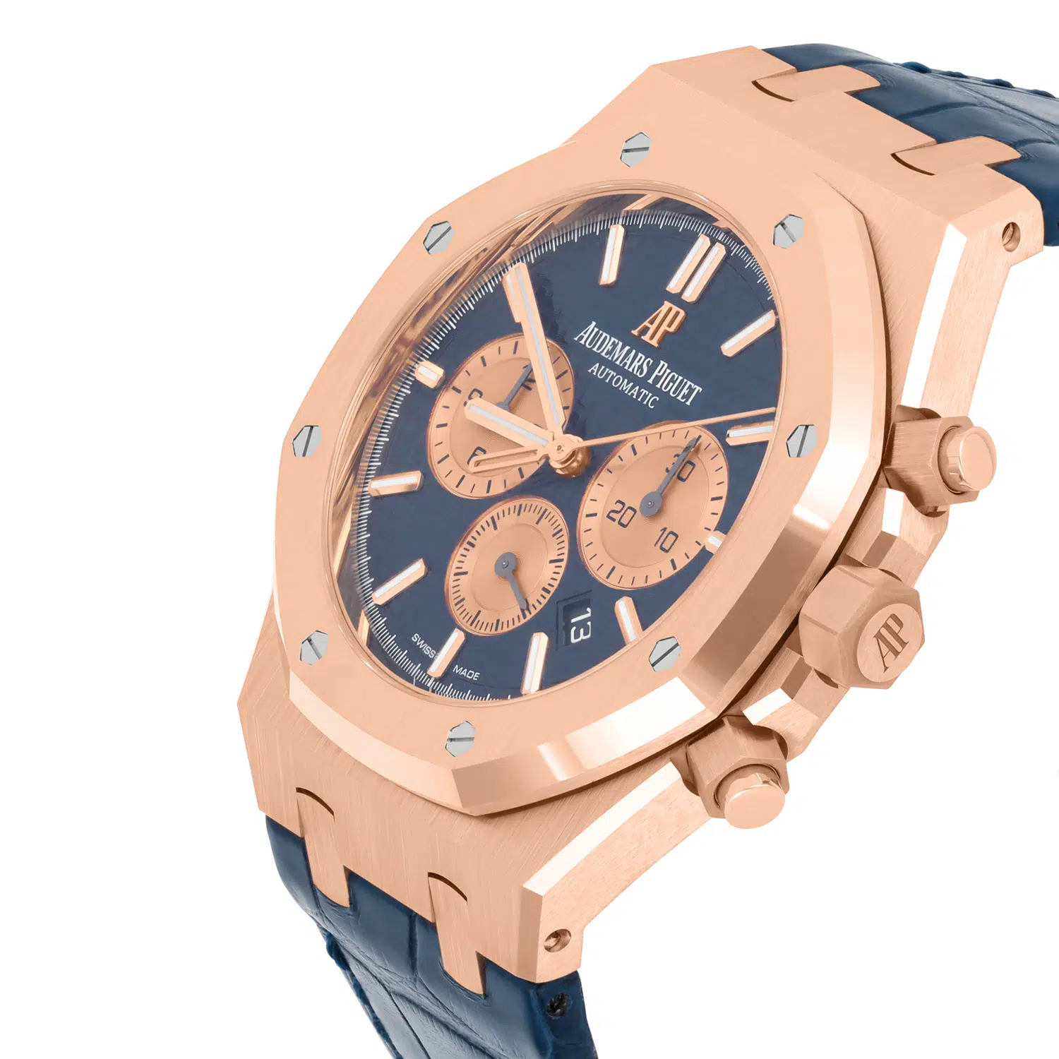 Audemars Piguet Royal Oak Chronograph 26331OR.OO.D315CR.01 Blue Dial Blue Leather Rose Gold Watch – image 3