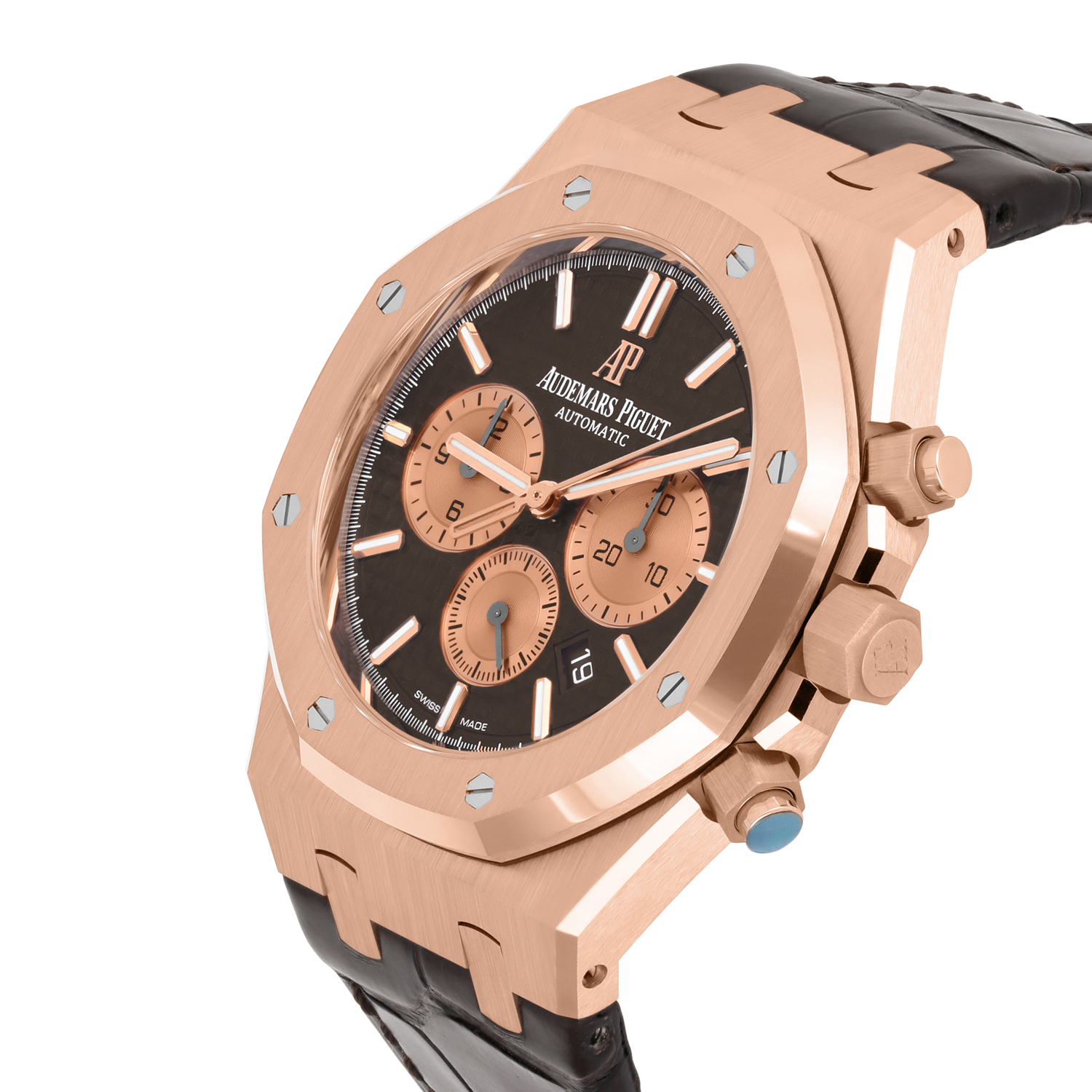 Audemars Piguet Royal Oak Chronograph 26331OR.OO.D821CR.01 Chocolate Dial Brown Leather Rose Gold Watch