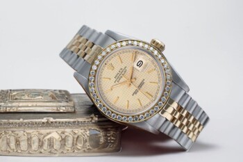 Rolex Datejust 31 Houndstooth Dial Two Tone Ladies Watch Diamond Bezel 68273 – alternate view