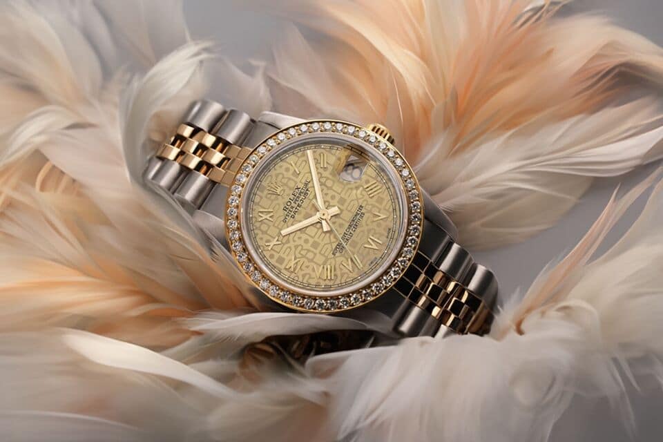 Rolex Datejust 31 Champagne Roman Dial 2 Tone Watch with Diamond Bezel 68273