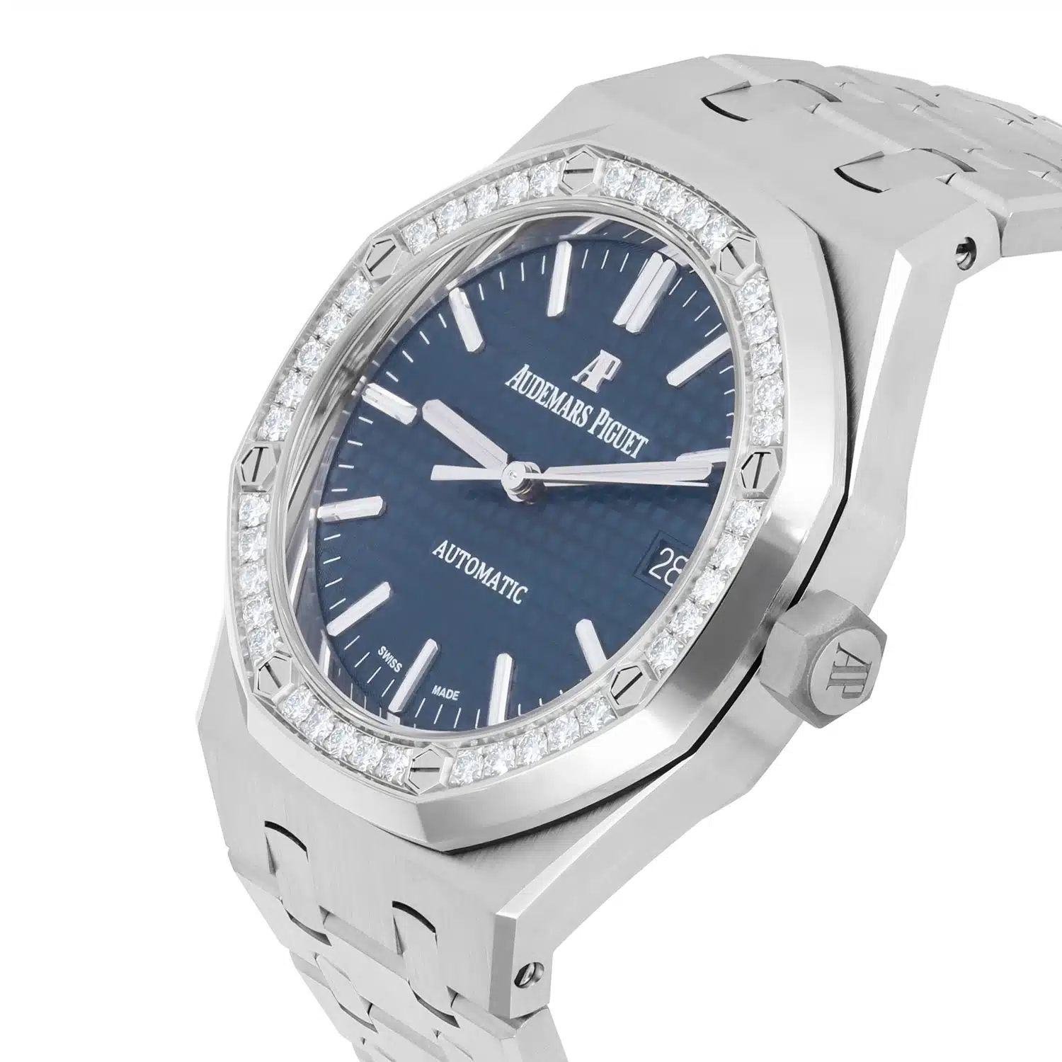 Audemars Piguet Royal Oak 15451ST.ZZ.1256ST.03 Automatic Factory Diamond Bezel Blue Dial 37mm Watch – image 3